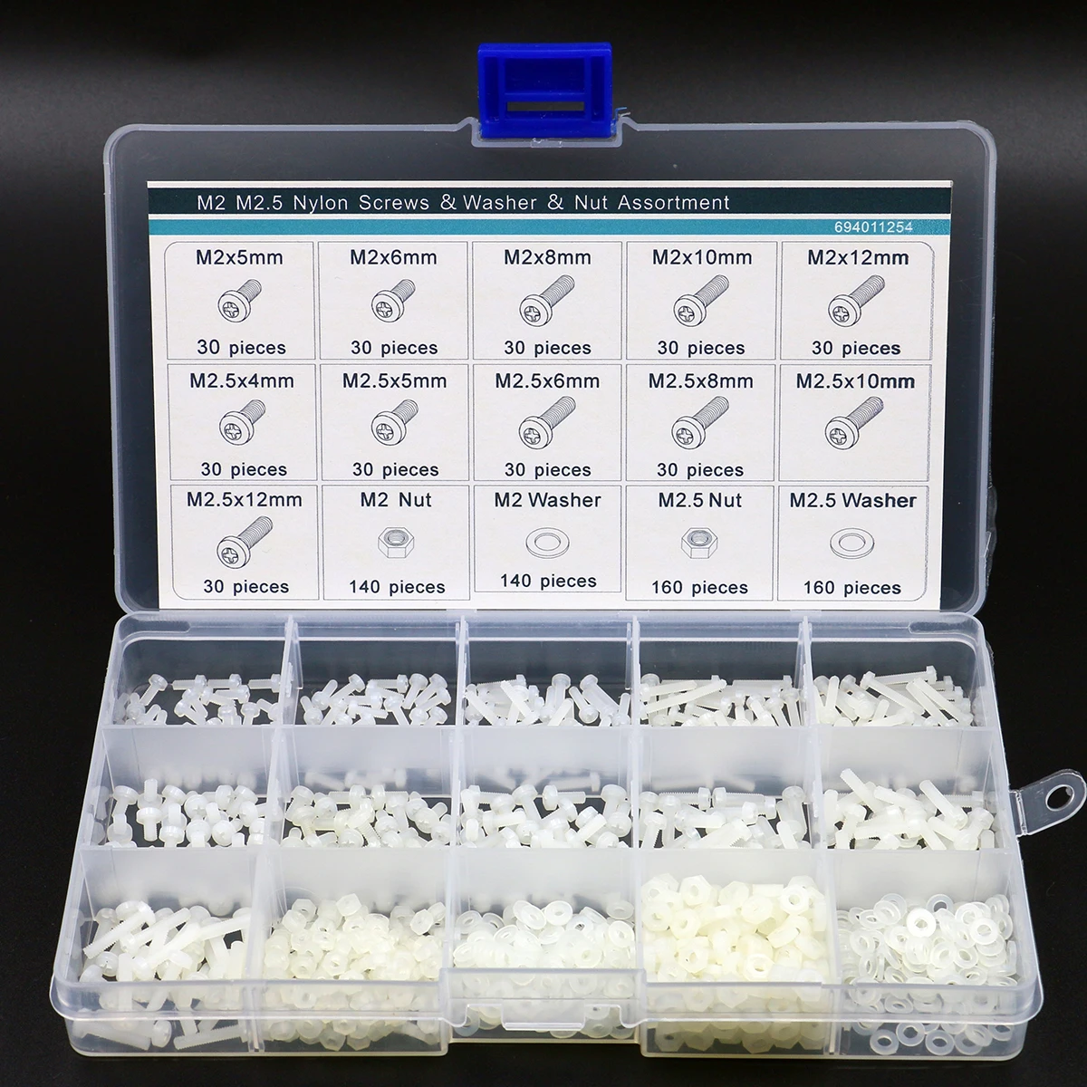 910pcs M2 M2.5 Nylon Screw Nut Washer Assortment Kit Screws AliExpress