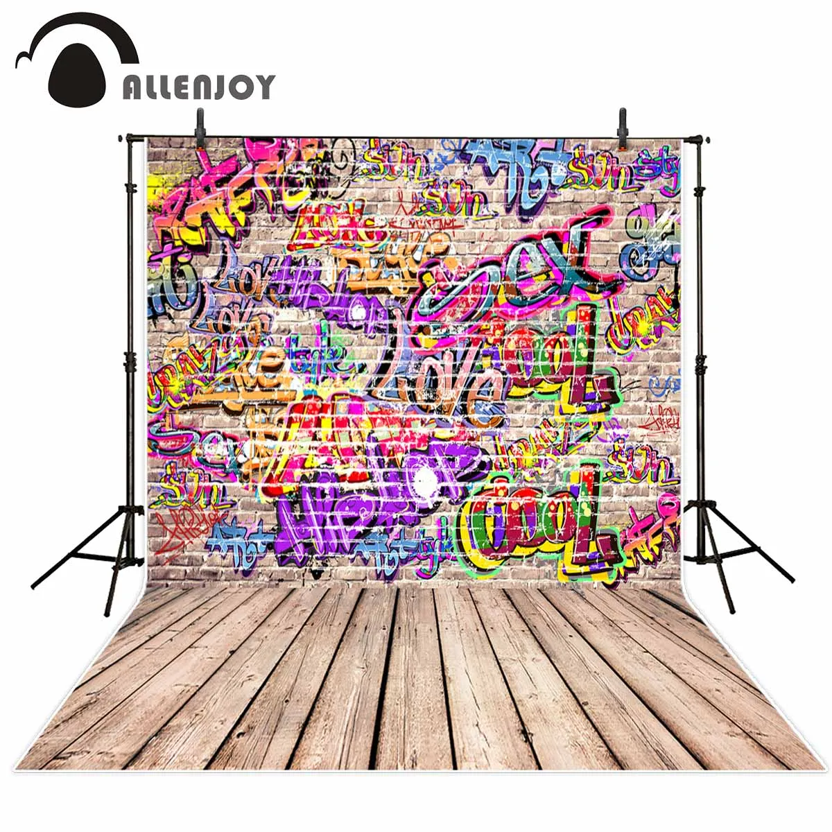 

Allenjoy photography background store Graffiti brick wall theme backdrop Colorful and Cool text pattern background New Arrivals