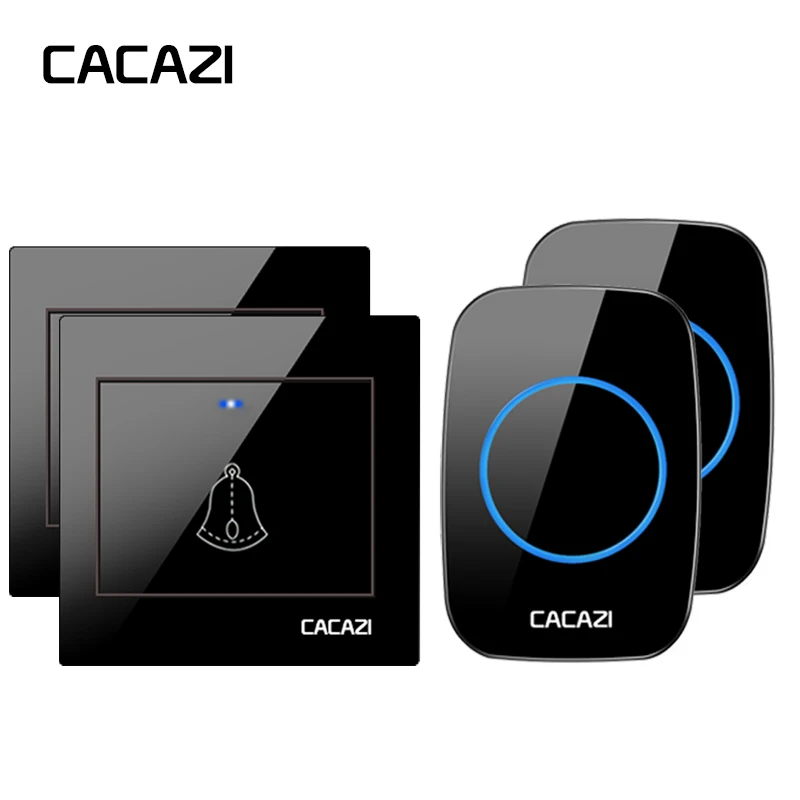 

CACAZI Wireless Doorbell Waterproof 300M Remote Battery Button LED Light Home Cordless Call Bell EU US Plug 36 Chime 4 Volume