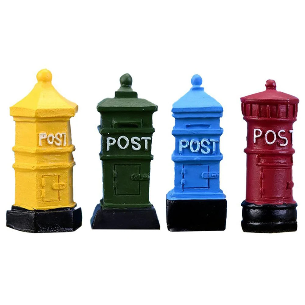

HOT SALE 4 PCs Miniature Fairy Garden Mailbox Postbox Style Dollhouse DIY Micro-Landscape Terrarium Plant Pot Desk Home Decor