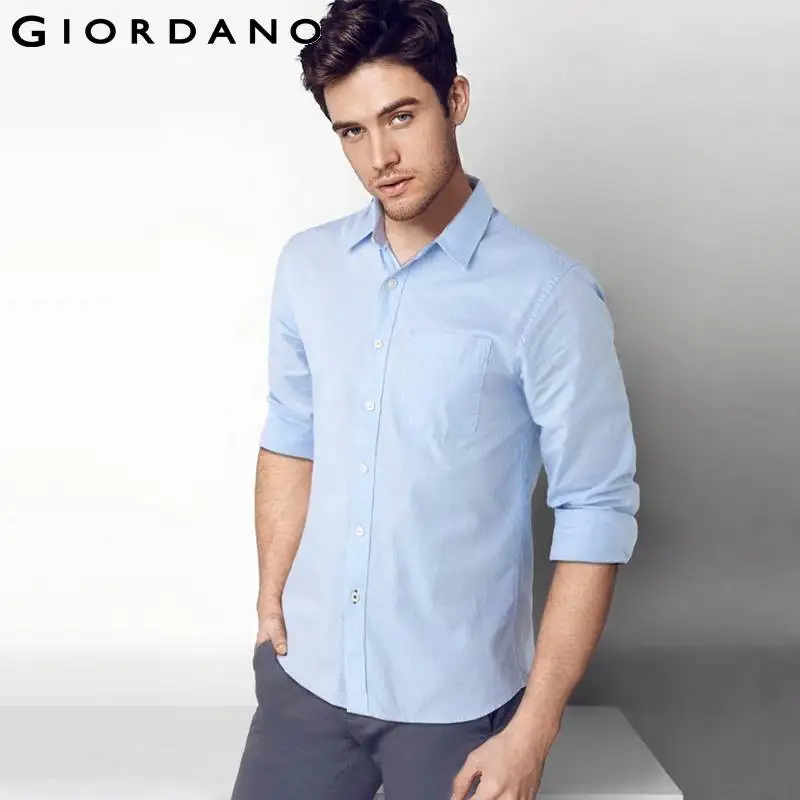 Giordano Men Cotton Shirt Soft Cotton Plaid Shirt Long Sleeves Mens ...