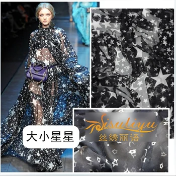 

PRINT SILK CHIFFON FABRIC 6mm Width 53"-135cm100% Pure Silk Fabric Brocade Printed Silk Dress Material Women Fabric Rose Pattern