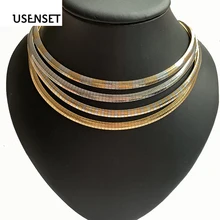 Очаровательные ювелирные изделия, ожерелье из нержавеющей стали, женское чокер, серебро/золото, воротник, змея, цепь, стиль