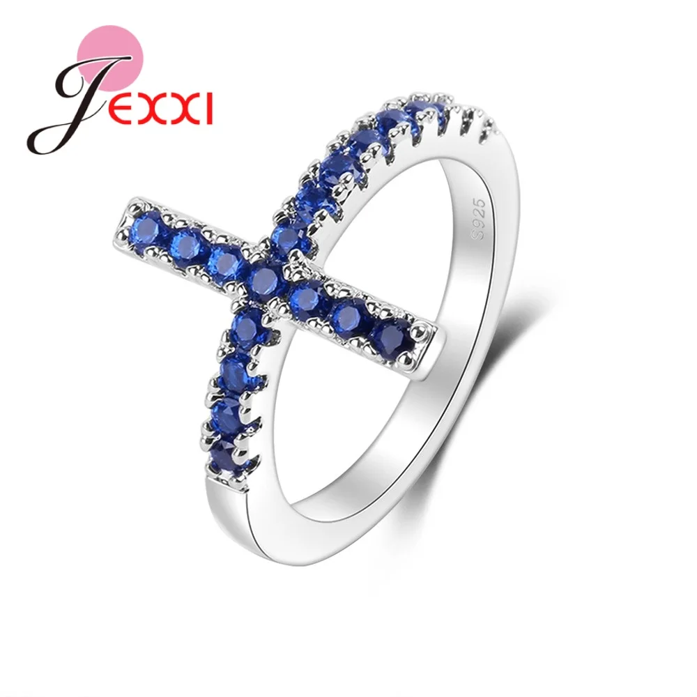 

Giemi 2019 Hot Sale Ring Unique Design Blue Cubic Zircon Wedding Party Jewerly Fashion 925 Sterling Silver Rings For Women Girl