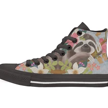 Милый Ленивец дизайн высокие холщовые нестандартная обувь без каблука повседневная обувь Прямая