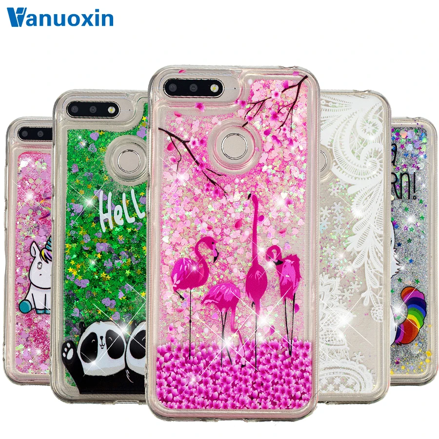 

Glitter Liquid case on for Huawei honor 7A Pro case cover for Honor7A Huawei Y6 Prime 2018 case Silicone TPU Soft Phone Bag capa