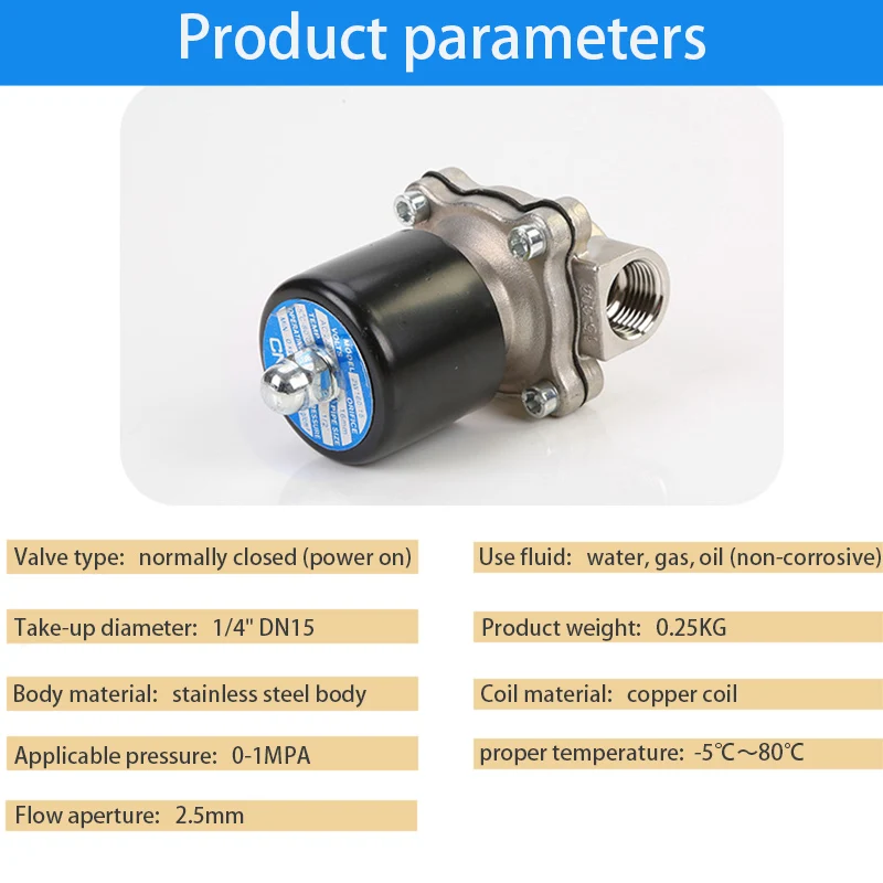 1/" 3/8" 1/" 3/4" " DN8 DN15 DN25 Электрический электромагнитный клапан из нержавеющей стали 12 В 24 В 220 В 110 В пневматический клапан для воды, масла, Газа