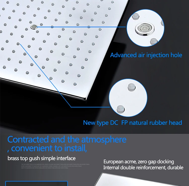 10 Inch Air Shower Head Set Booster Saving Water Concealed Wall Mounted Box Shower Kit  Rainfall Brass Bath &Shower Faucets (22)