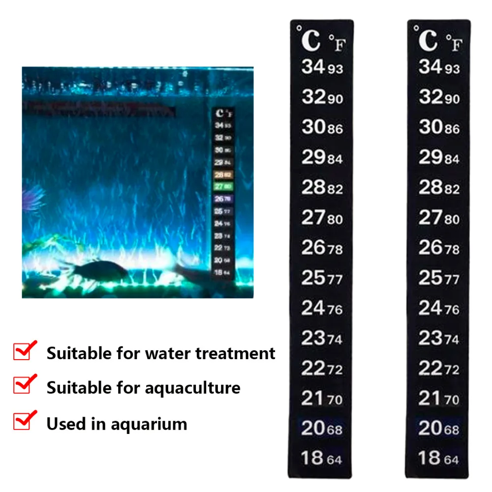 Прочные аксессуары для аквариума, термометр для аквариума, температурная наклейка, цифровая двойная шкала