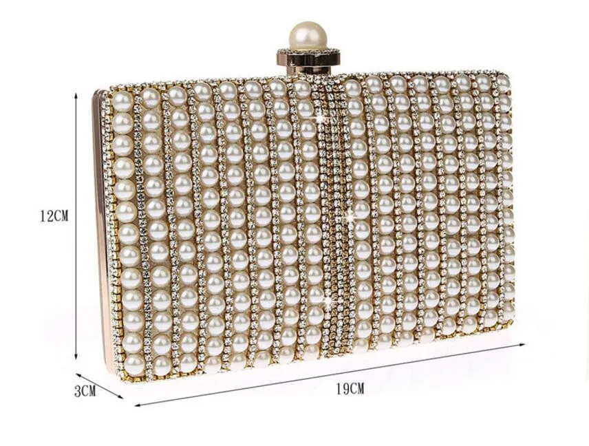 Luxy Moon Gold Pearl Wedding Clutch Bag Size