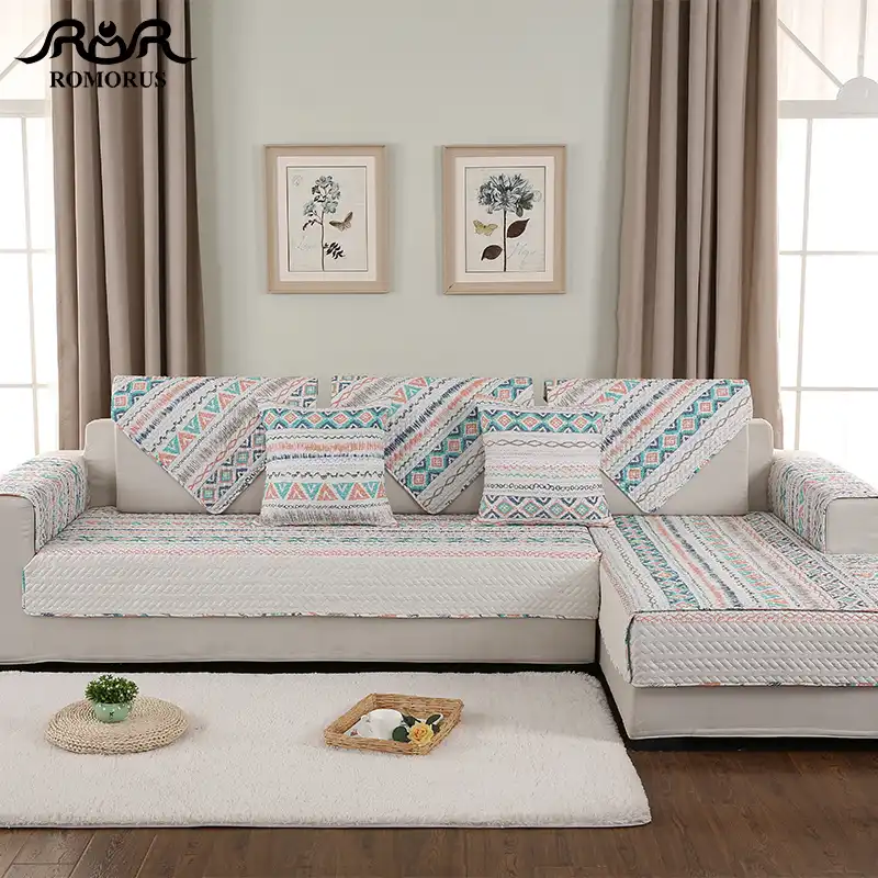 1pc Bohemian Style Sofa Cover Set 100 Cotton Quilted Non Slip Couch Cover Sectional Corner Sofa Slipcovers 1 2 3 4 Seat Covers Aliexpress