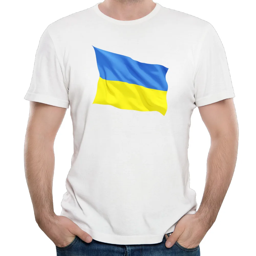 Ukraine Flag Cotton Printing O Neck Short Sleeve Personalized T shirts for Men Hip Hop White Tee