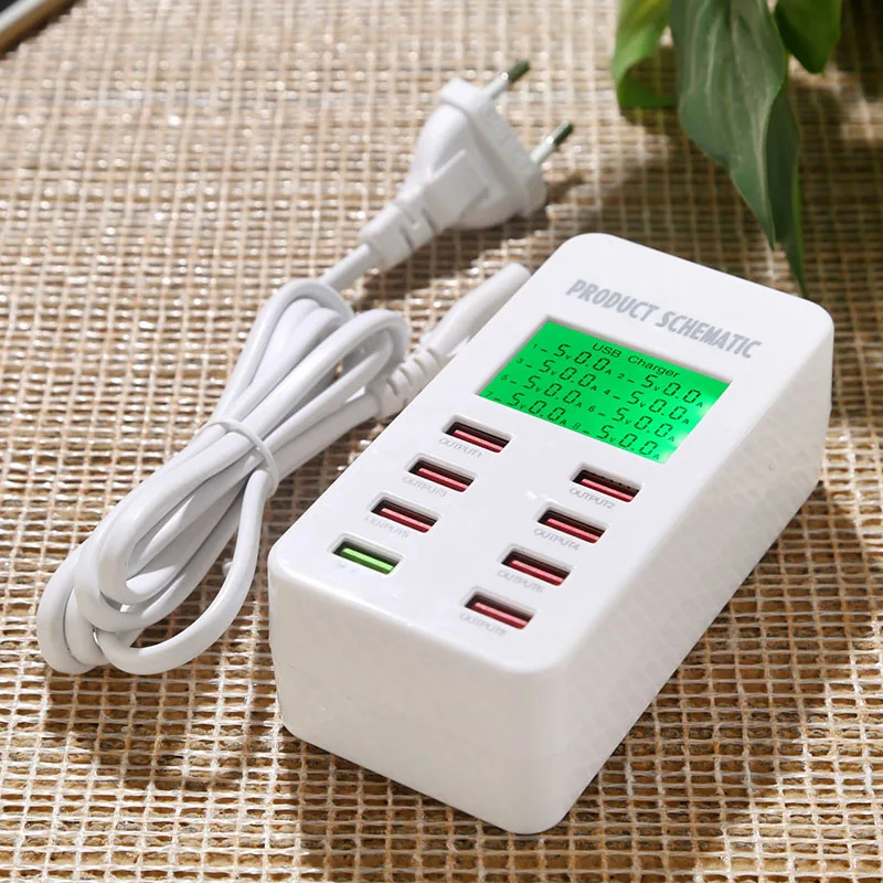 

FC-8 8 Ports Fast Smart Charger QC3.0 Adapter USB Charger Desktop Chargers Mobile Phone Travel Charger QC2.0 Charging