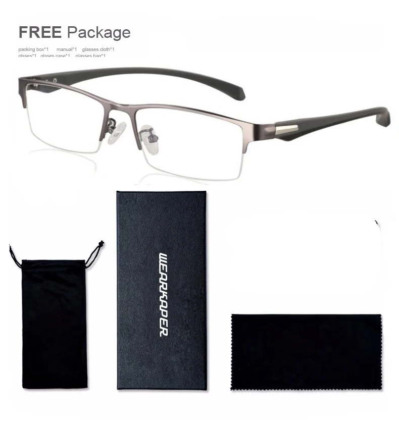 WEARKAPER прогрессивные многофокальные очки фотохромные очки для чтения гибкие дужки ноги половина рамки мужской пресбиопии - Цвет оправы: Серый
