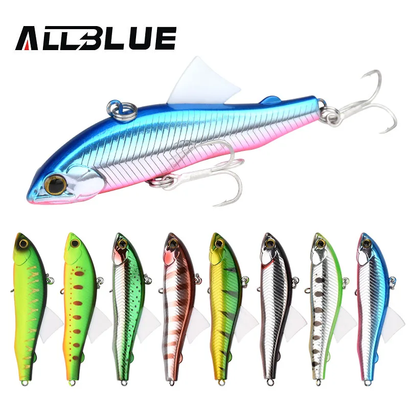 

ALLBLUE 2018 New Artificial Bait Hard Plastic Lure 20g 80mm All Depth Fishing lure SICKLE VIB 80S Winter Ice Fishing Pesca Lures