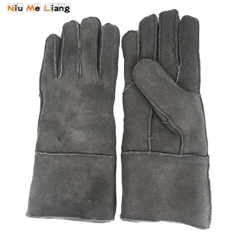 Winter Gloves Women Real pure sheepskin Sheepskin cashmere Fur Warm Gloves Ladies Full Finger Genuine Leather mitten gloves N15