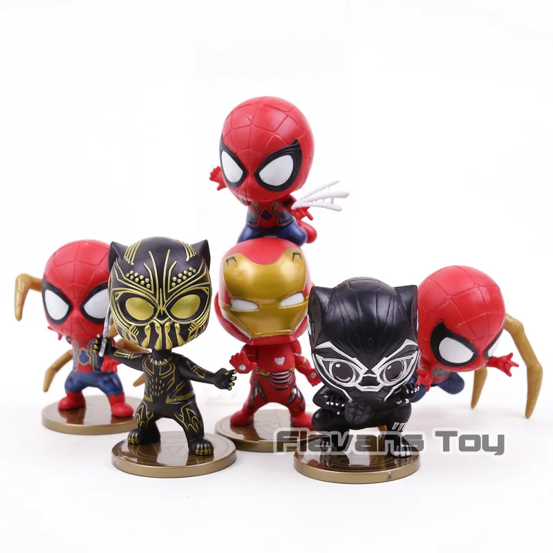 

Marvel Avengers 3 Infinity War Iron Man Spiderman Iron Spider Black Panther PVC Figures Toys Car Decoration Dolls 6pcs/set