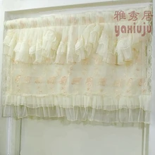 Кружевная пасторальная марлевая пряжа, тюль, кофейные Короткие Занавески для кухни, для гостиной, спальни, занавески, 50*86 см