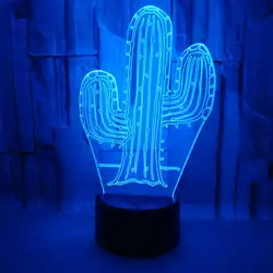 Кактус акриловая 3D лампа 7 цветов Изменение 3d ночник 7 цветов светодиодные светодио дный USB настольная лампа атмосфера ночной домашний декор
