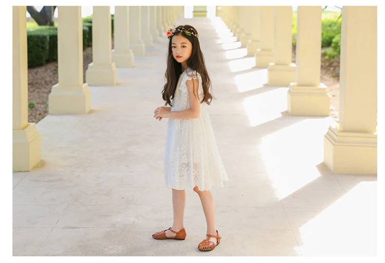 Белые кружевные платья принцессы для детей от 4 до 14 лет, винтажное благородное платье для девочек-подростков, новинка года, летний костюм с короткими рукавами для крупных девочек