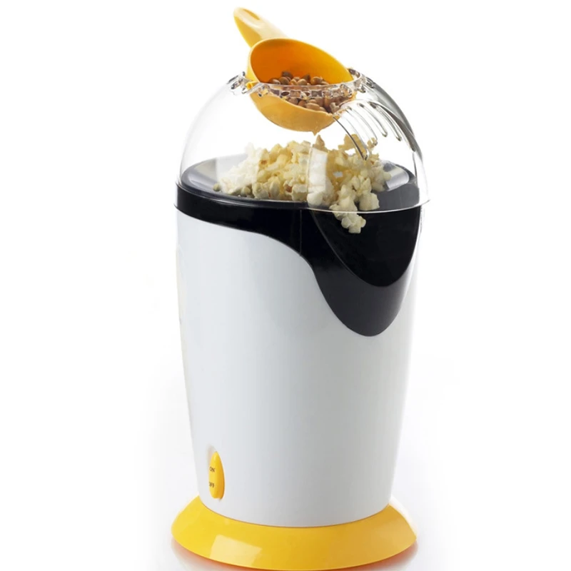 220V Portable Electric Popcorn Maker Hot Air Popcorn Making Machine Kitchen Desktop Mini Diy Corn Maker, Eu Plug - Цвет: Yellow and white