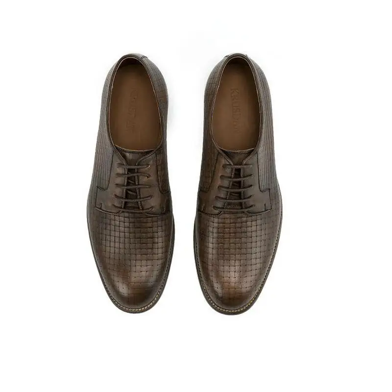 KRUSDAN/брендовая мужская повседневная обувь из натуральной кожи; Новое поступление; кожаная мужская обувь; Модный британский стиль дышащий плед; мужская обувь