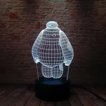 

Flash Baymax Robot Figma Model 3D Illusion LED NightLight Luminous Colorful Touch Flash Fairy Light Desk Action & Toy Figures