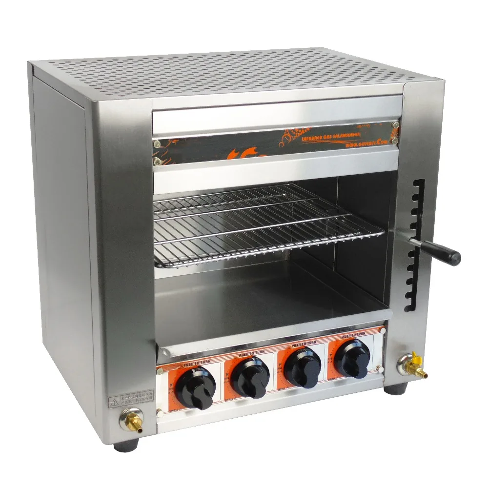 Stainless Steel 4 Burners Kitchen Equipment Gas Salamander