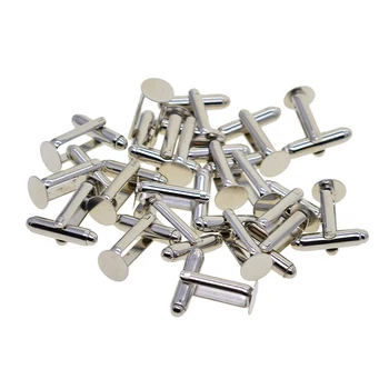 

20pcs Silver Cuff Links with 8 mm Flat Round Base for Making Creative Cufflink as Men's Gift DIY Accessories