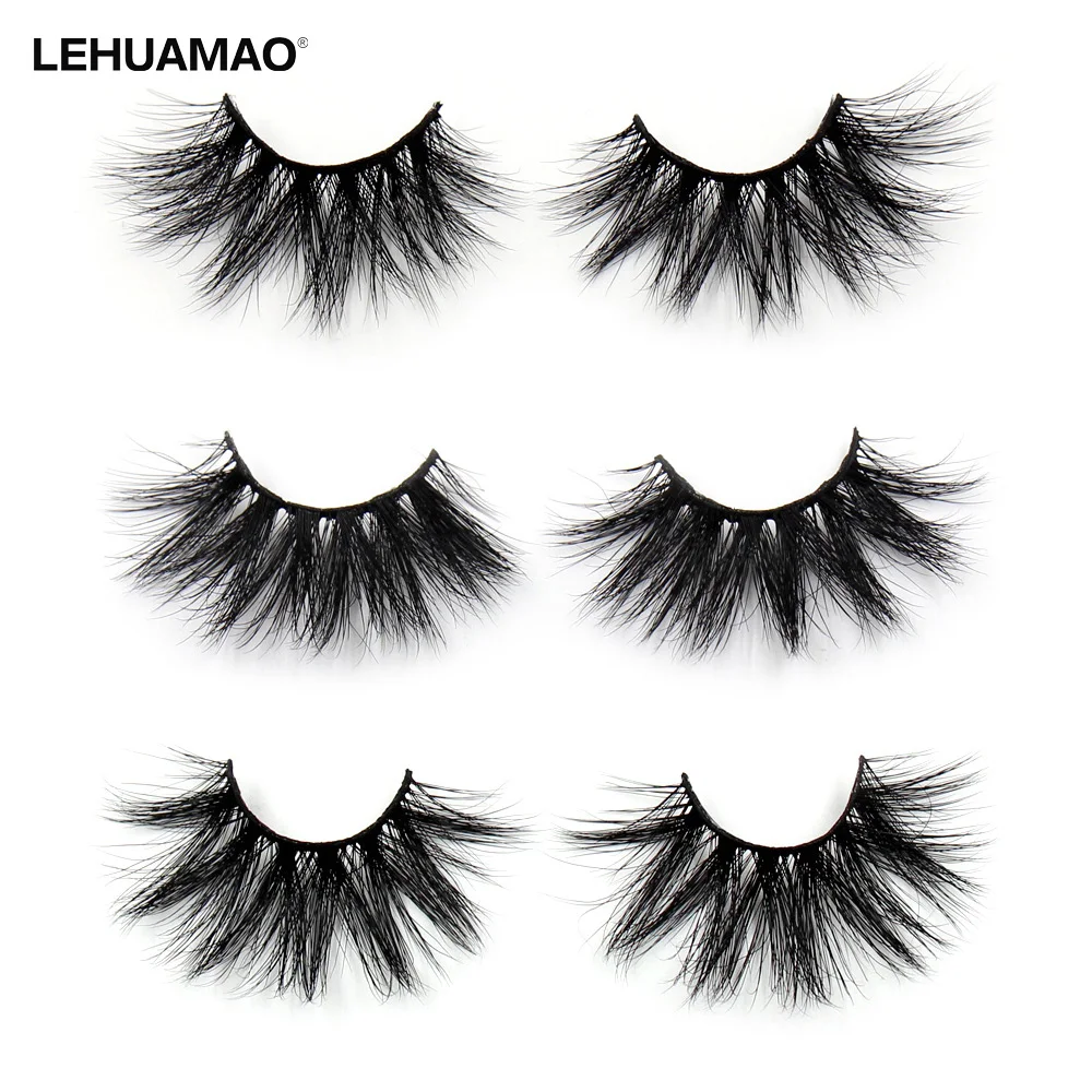 LEHUAMAO 25mm Eyelashes 3D Mink False Eyelash Long Wispy Fluffy Curly Lashes Cruelty Free Natural Lash Dramatic False Eyelashes