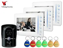 Yobang Security Color Monitor 700TVL Camera Video Door Phone Intercom With 4CH-Monitor Function RFID Keyfob Doorbell System