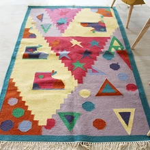 Индийское ручное плетение из чистой шерсти килим Kilrim дети мультфильм прекрасный цвет графический Carpetgc193kilimyg40