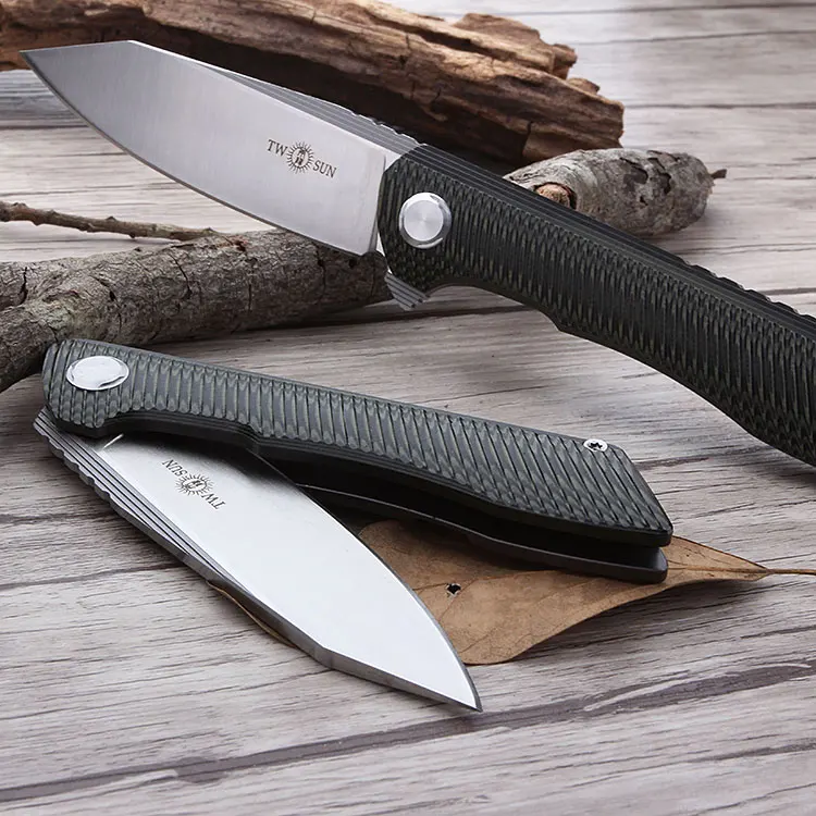 TS76 Two Sun Knife With D2 blade Shipping Dark Green titanium Handle Gift Knife Junting Hiking Knife Tactical Camping Knifel TS76 Two Sun Knife With D2 blade Shipping Dark Green titanium Handle Gift Knife Junting Hiking Knife Tactical Camping Knifel