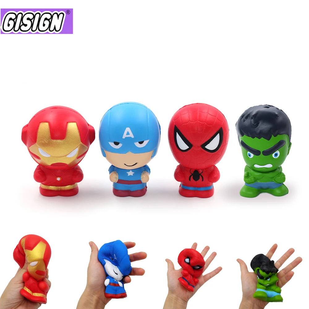 

1PCS Cute Super Hero Squishy Slow rising Iron Man Spiderman Squishies Toy Simulation Antistress Funny Gadgets Toys For Chidren