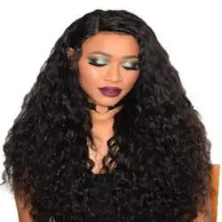 Парик Для женщин парик 1 pc глубоко вьющиеся Нет Синтетические волосы на кружеве человеческих волос парики для черный бразильский Волосы remy