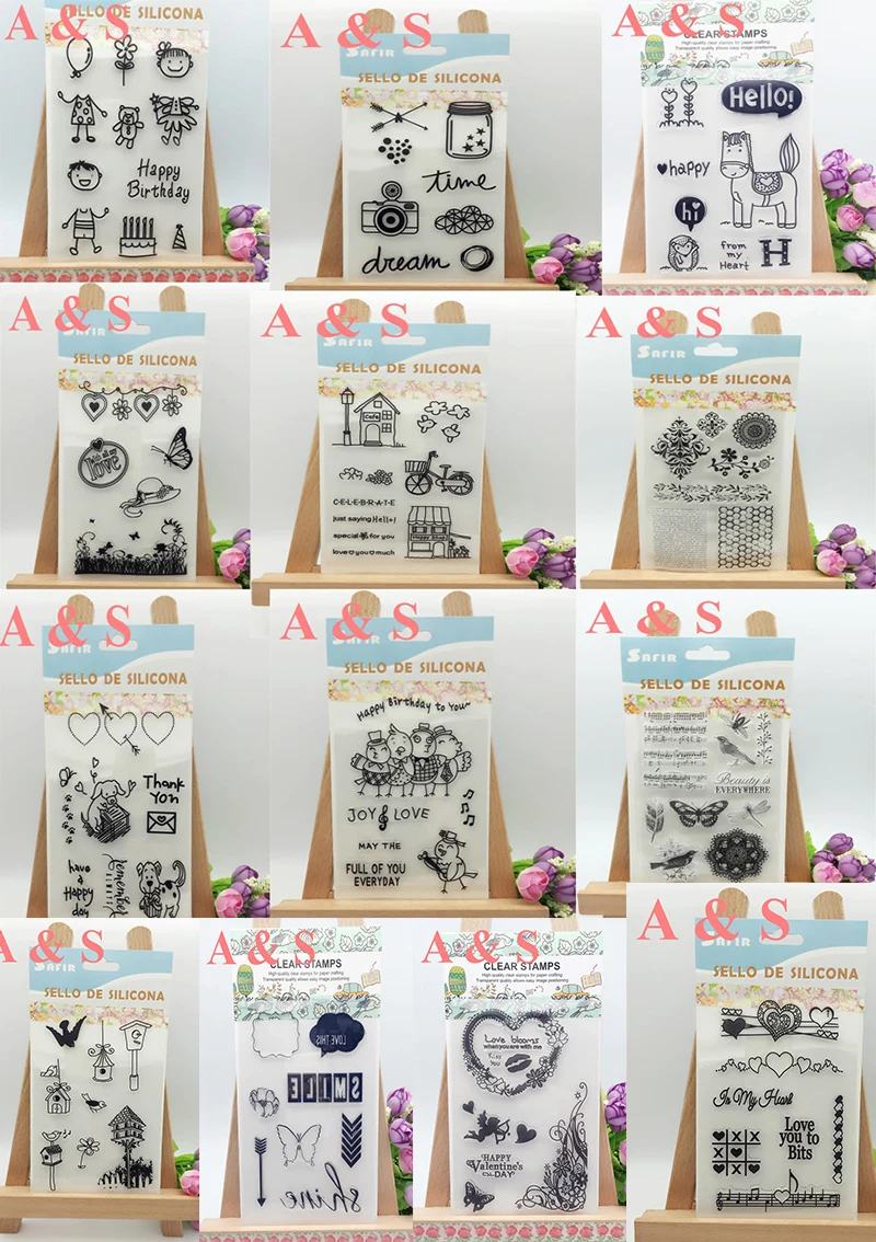 

13Designs Beautiful Flower Heart Fresh Bird Transparent Clear Stamp DIY Silicone Seals Scrapbooking/Card Making/Photo Album
