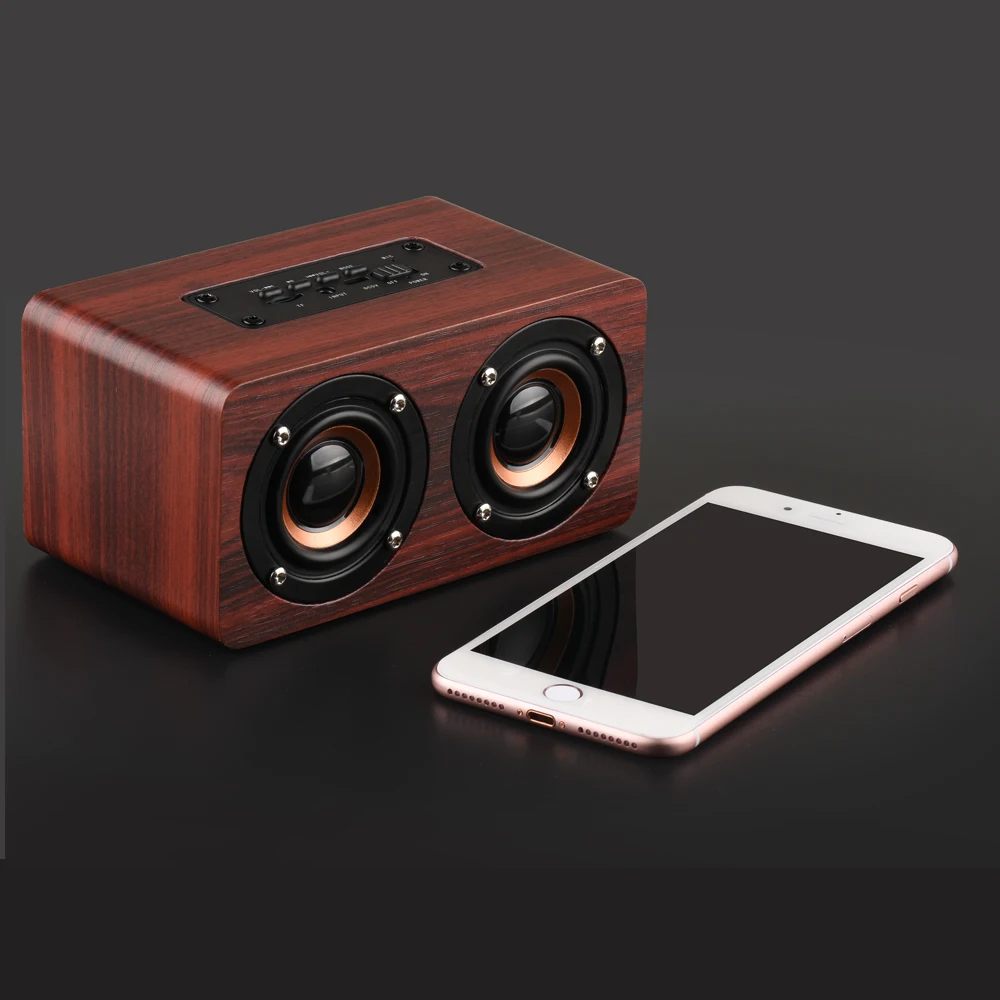 W5 Деревянный беспроводной Bluetooth динамик Портативный HiFi Shock Bass Altavoz TF caixa de som