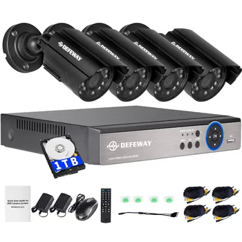 

DEFEWAY 8 Channel 1080N DVR 1200TVL 720P HD Outdoor Security Camera System 1TB Hard Drive 8CH HDMI CCTV DVR Kit AHD Camera Set