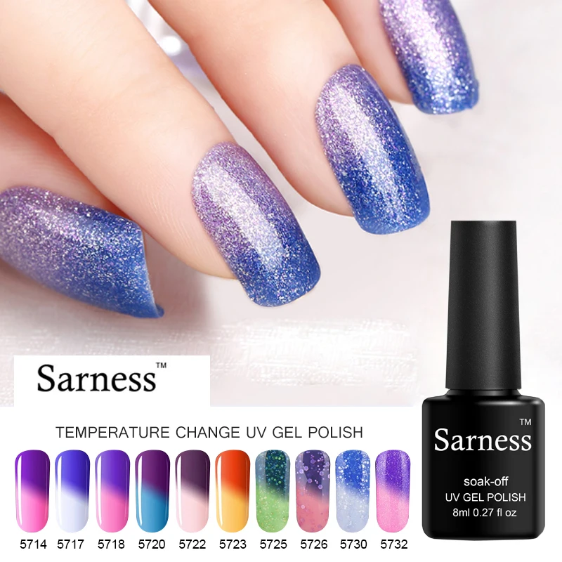 Sarness UV Chameleon Change Hybrid Varnish Semi Permanent Magic Gel Polish Temperature Thermal Lacquer Art | Красота и здоровье