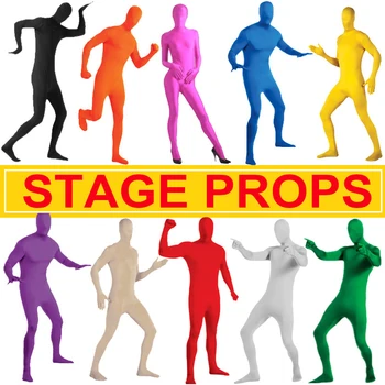 

Invisible Effect Skin Suit Body Costume Party Stretchy Comfortable Adult Chroma Key Halloween 6 color Screen Suit Tight Suit XXL
