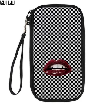 

Customized Image Passport Cover travel wallet passport holder document organizer Russian travel passport cover Plaid Red lips