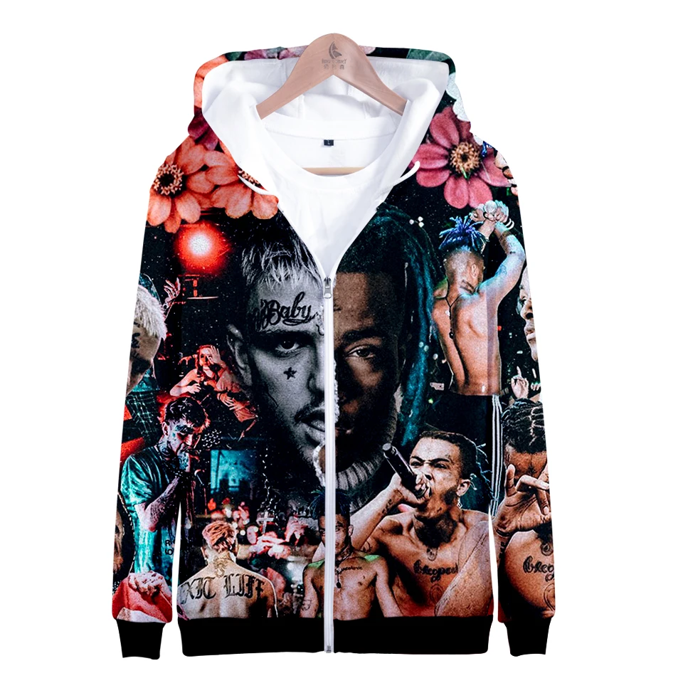 2018 harajuku xxxtentacion и lil peep Смешные 3D толстовки на молнии свитшоты для мужчин женщин