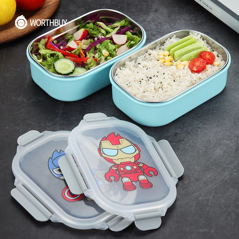 WORTHBUY Милая мультяшная детская коробка Bento 304 из нержавеющей стали контейнер для