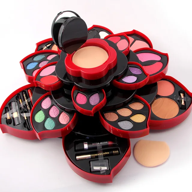 1Box Flower Design Multi Layer Rotating Makeup Kit 23 Eye Shadow