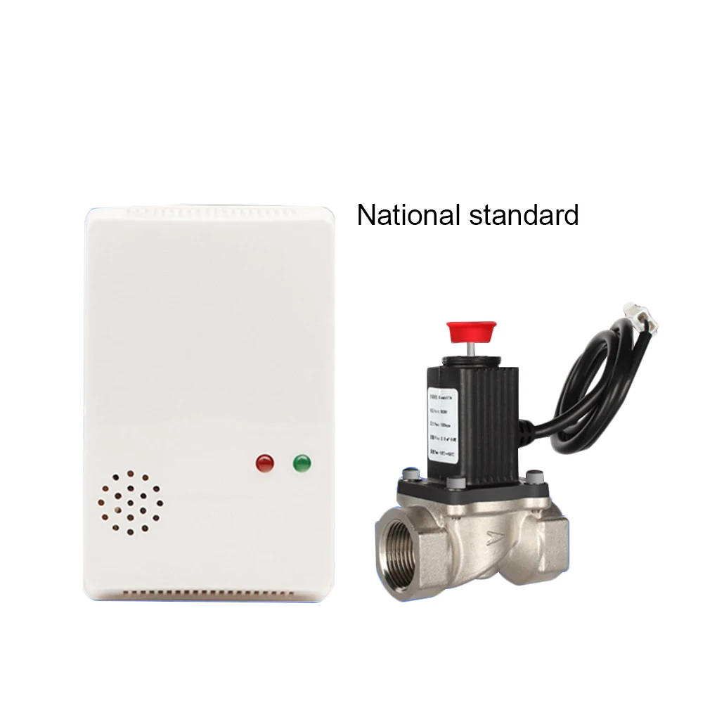 

Combustible gas detector LPG Natural Gas Tester House security Alarm Leak Detector with Linkage Solenoid valve CH/EU/US plug