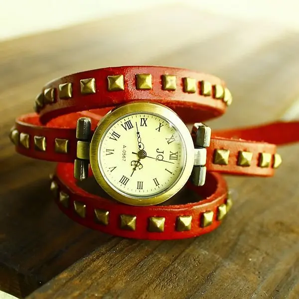 Women Genuine Leather Rivet Watch Bracelet Vintage Wrap Roman Women Genuine Leather Rivet Watch Bracelet Vintage Wrap Roman Numbers Punk Style Free Shipping