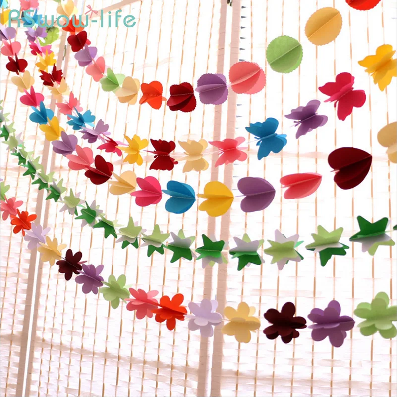 

Colorful Three-Dimensional Star Bow Ornament Paper String Flower for Birthday Party Wedding Decoration Children's Birthday