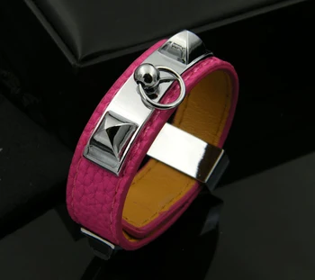 

Narrow Rivet Three Prong Buckle multicolor Leather Man Bracelet Female Punk Leisure PU Bracelet For Party Gift Jewelry