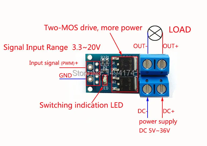 WQScosea Q8S 228 15A 400W MOS FET триггер Переключатель привода Модуль PWM панель регулятора