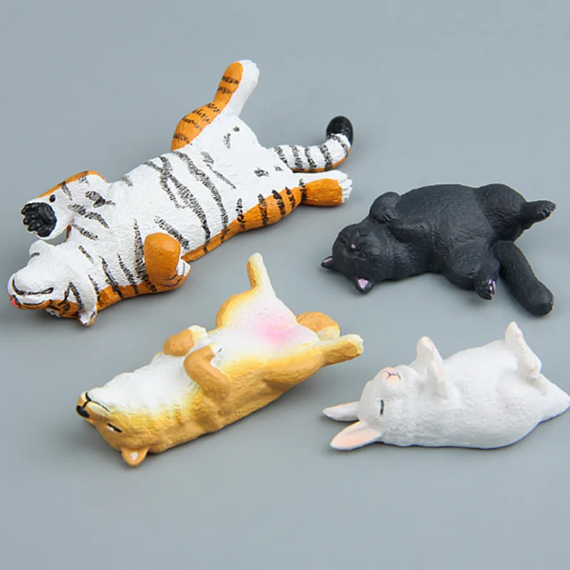 

1 Pcs Kawaii Sleeping Dog/Tiger/Cat/Rabbit Resin Action Figures Toys Decoration Refrigerator Paste Kid Gifts